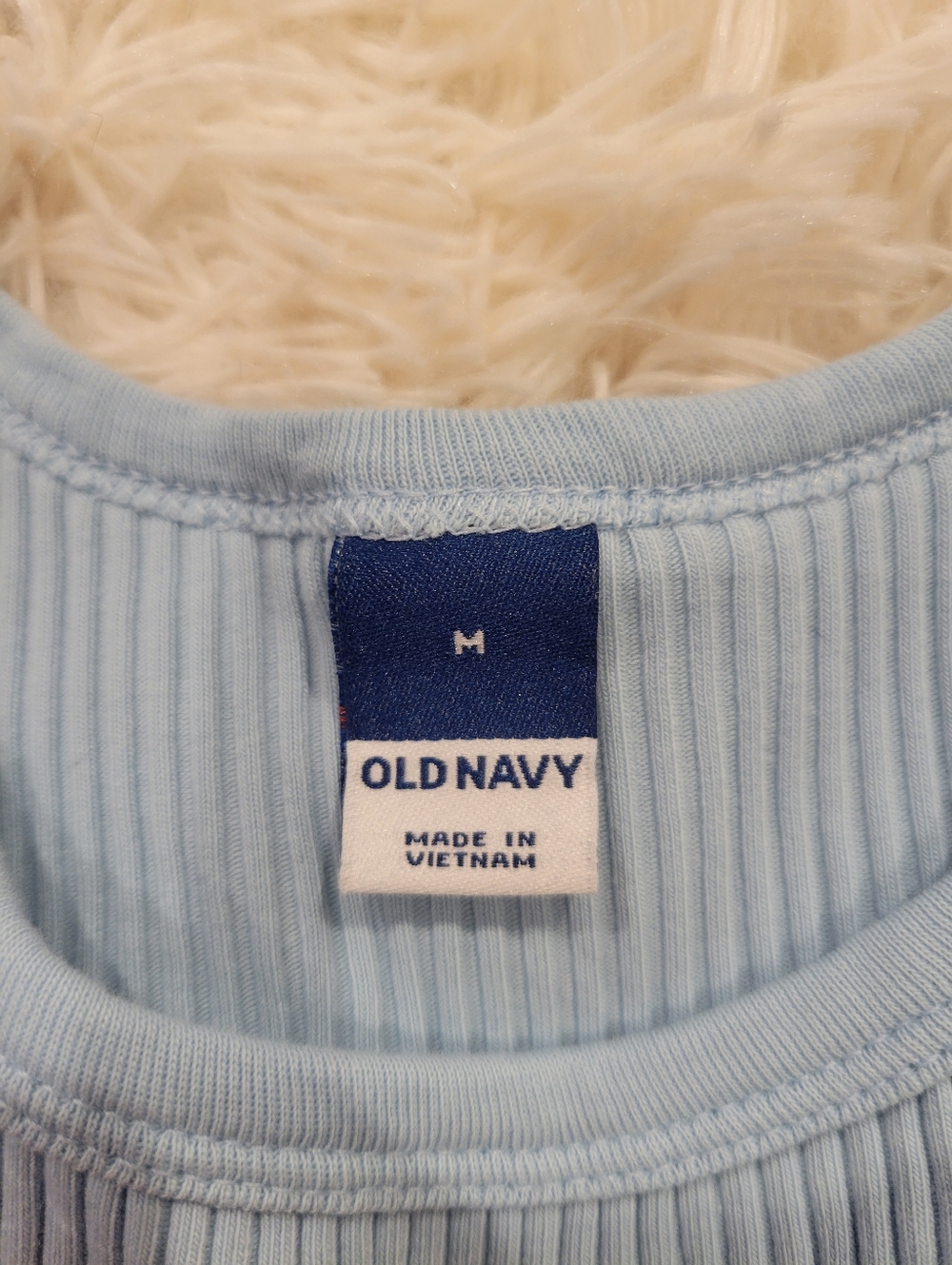 Old Navy Ribbed Light Blue Cropped Tank Top - Picture 2 of 4